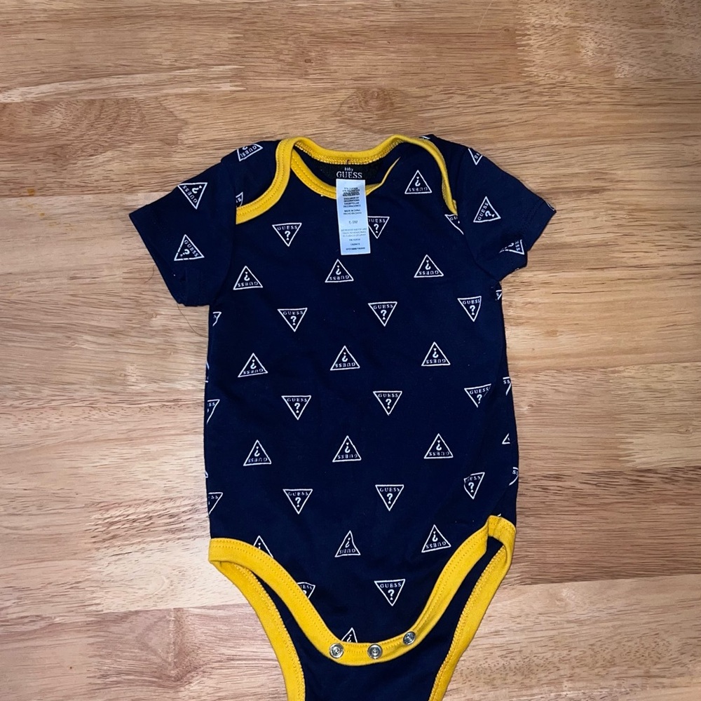Guess Navy and Yellow Triangle Print Bodysuit